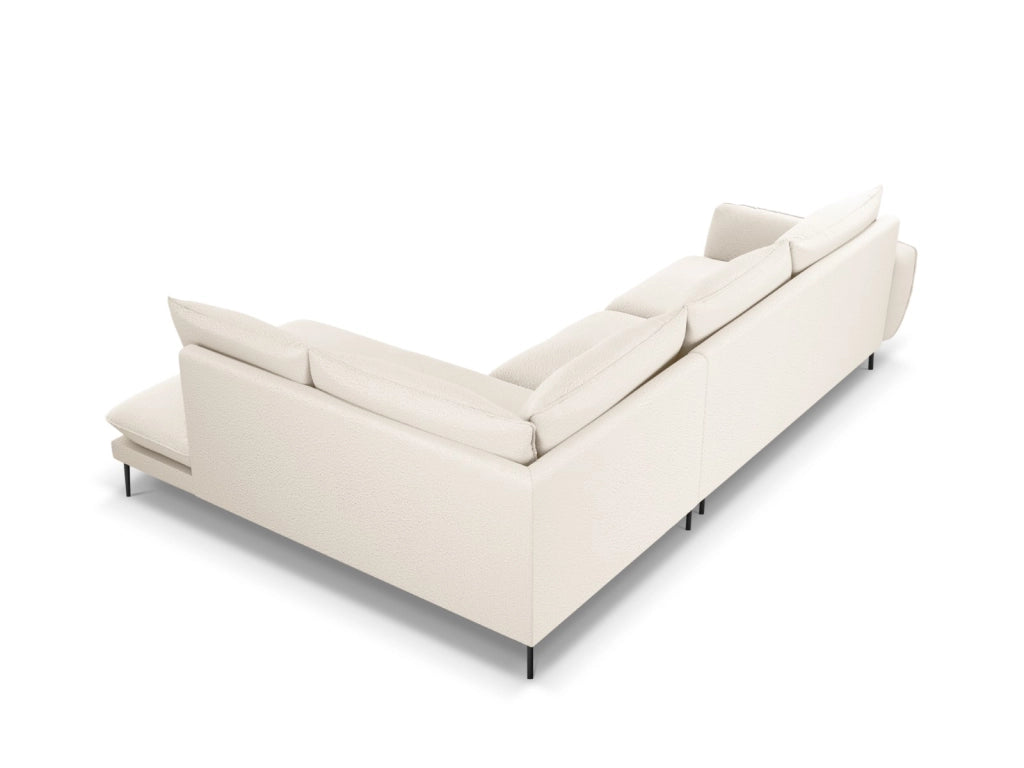 Cosmopolitan Design - Divano angolare destro "Vienna" 6 posti in bouclé beige 