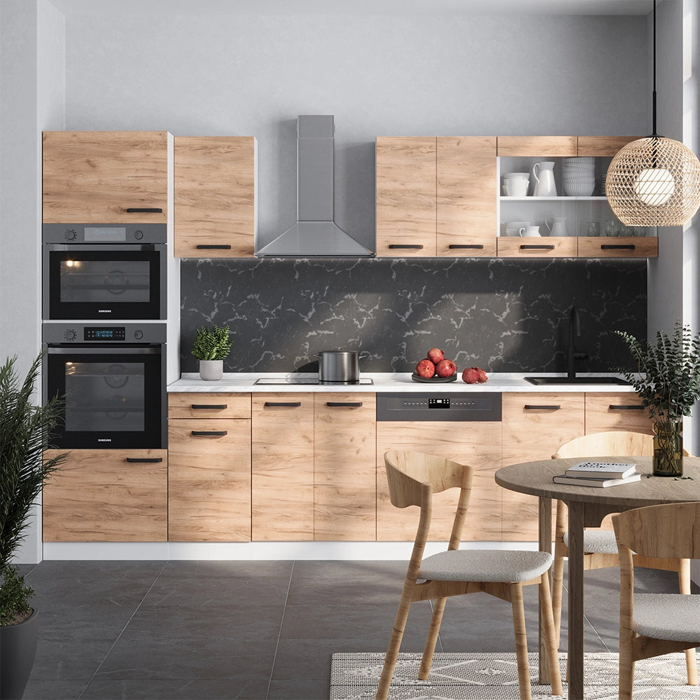 Cucina componibile R-Line Rovere dorato/Bianco 300 cm PL Rovere Vicco