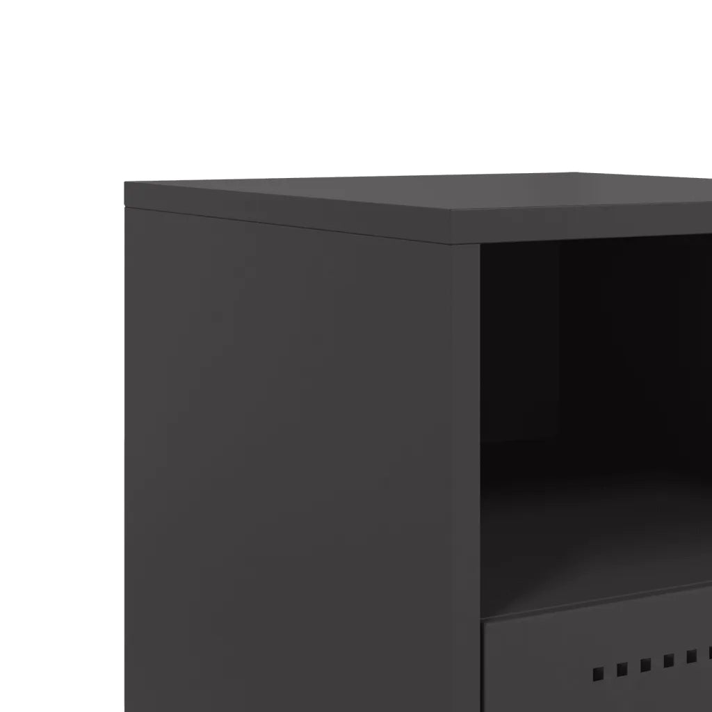 Set di 2 Comodini | Armadio da Notte | Mobiletto da notte Neri 36x39x60,5 cm in Acciaio