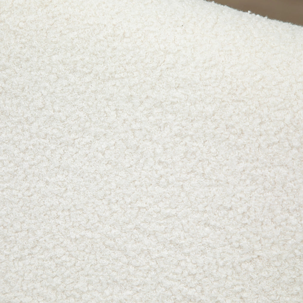 Sedia a dondolo imbottita con struttura in legno e cuscino Teddyfleece, crema bianco