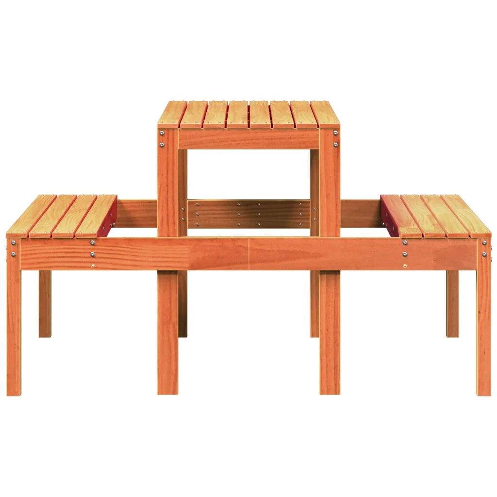 Tavolo da Picnic Marrone Cera 110x134x75 cm Legno Massello Pino 844647