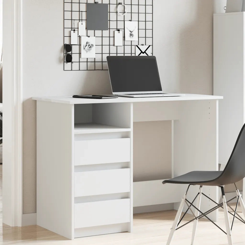 Scrivania Bianca 102x50x75 cm in Legno Multistrato