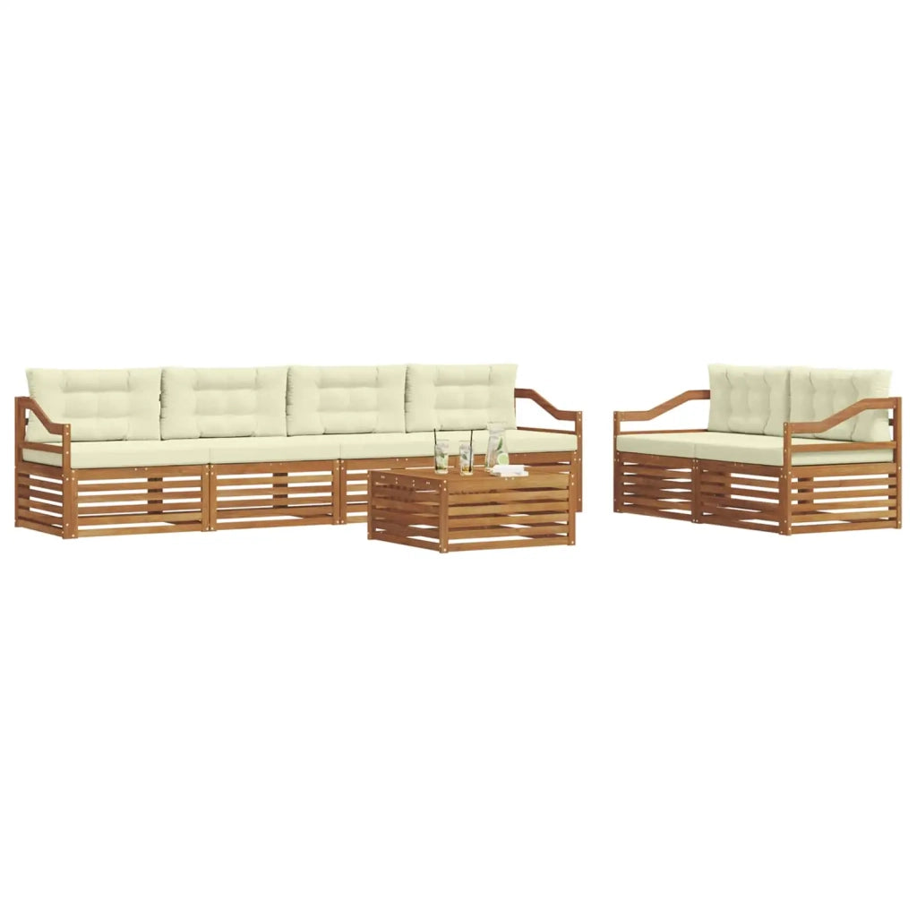 Set di divani da esterno con cuscino 7 pcs Naturale e Crema