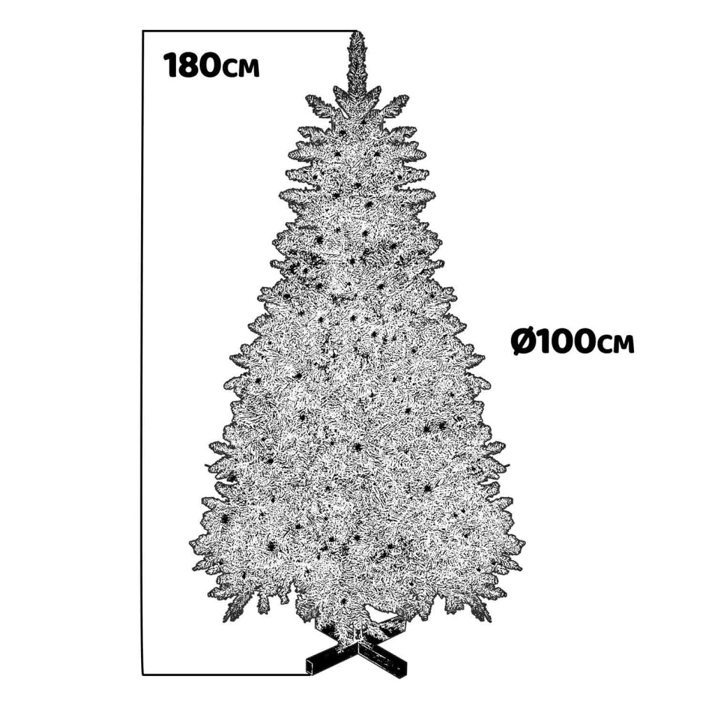Comet - Albero di Natale con luci LED e pigne ø100 x 180H, 800 rami e 50 pigne