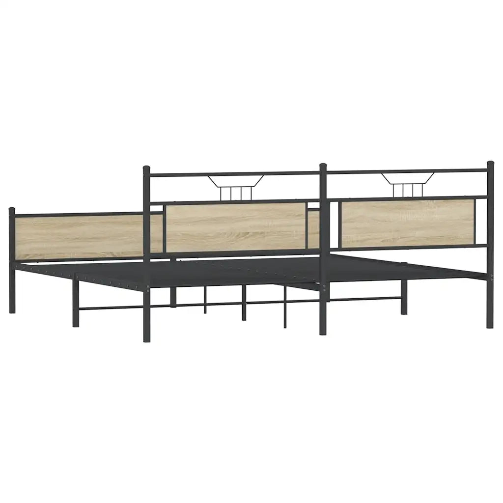 Letto matrimoniale | Letto per adulti | Giroletto senza Materaso in Metallo Rovere Sonoma 200x200 cm