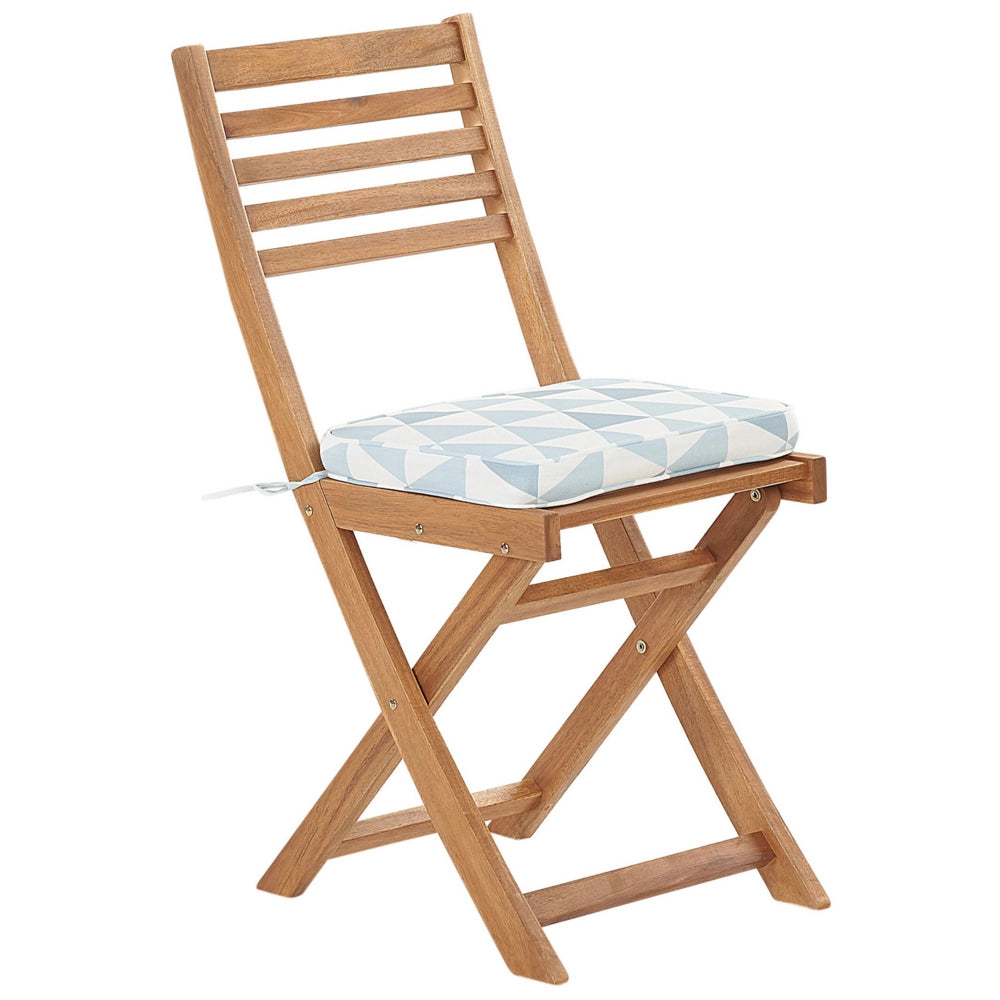 Set da bistrot 3 pezzi in legno massello di acacia chiaro cuscini pieghevoli a doghe design scandinavo moderno