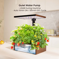 Serra idroponica, set per coltivazione idroponica in casa, con pannello di controllo e LED, serbatoio acqua 9,8 l, altezza regolabile, marrone