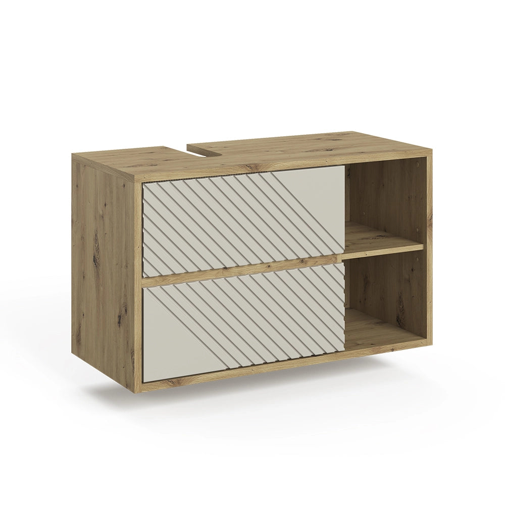 Mobile sottolavabo per bagno Viola Rovere artigianale/Cachemire 100 x 60 cm Vicco
