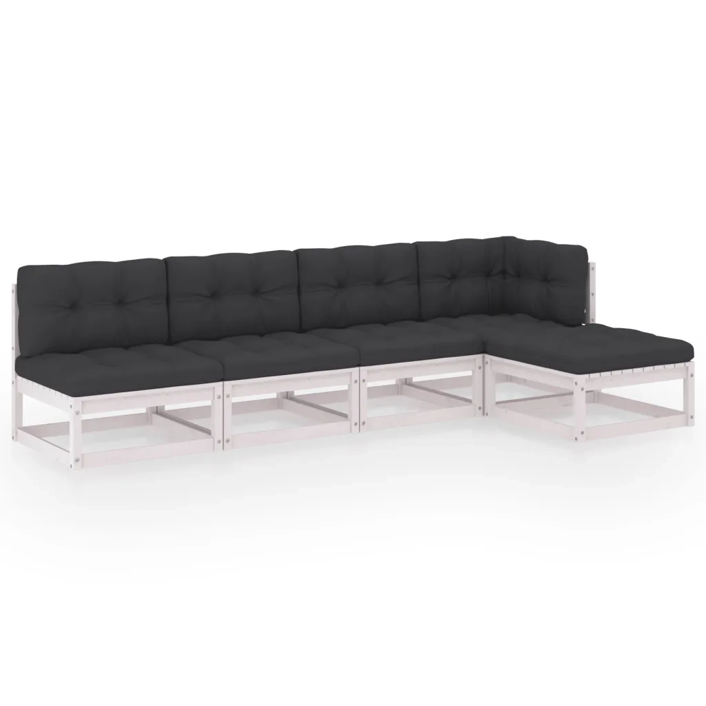 Set Divani da Giardino 5 pz con Cuscini Legno Massello di Pino 3076565