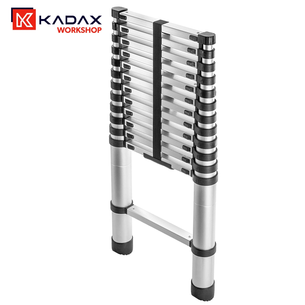 Scala domestica telescopica in alluminio KADAX, estensibile e pieghevole, 13 gradini, portata 125 kg.