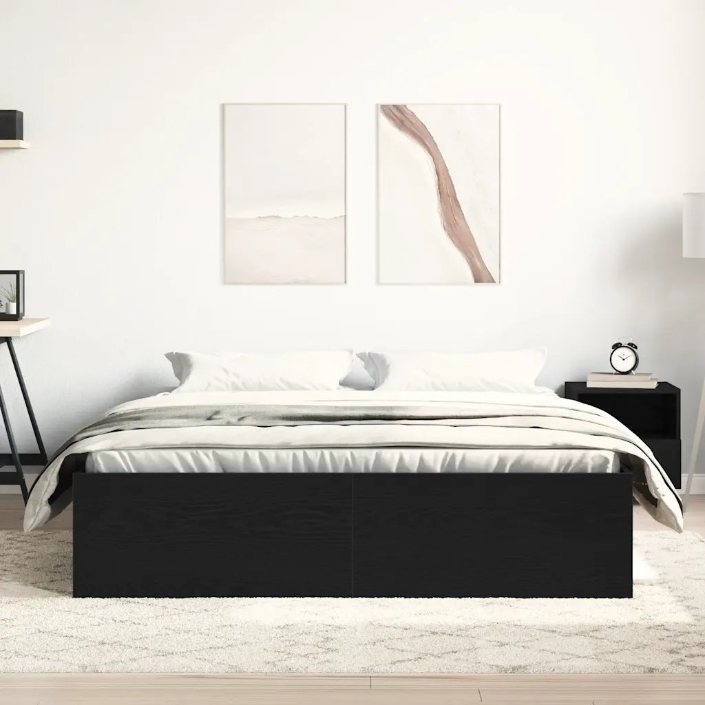 vidaXL Giroletto senza Materasso Rovere Nero 150x200 cm Truciolato