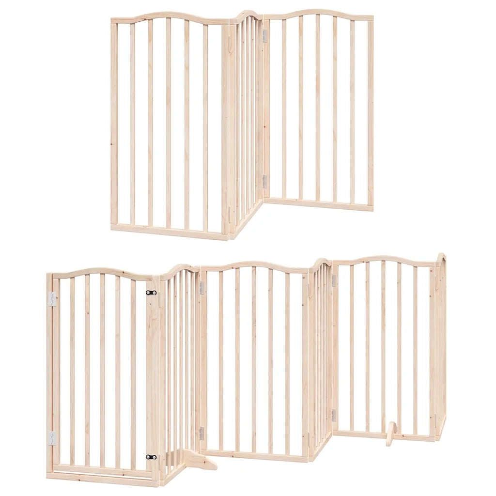 Cancello per Cani con Porta Pieghevole 9 Pannelli 450 cm Pioppo 3155588