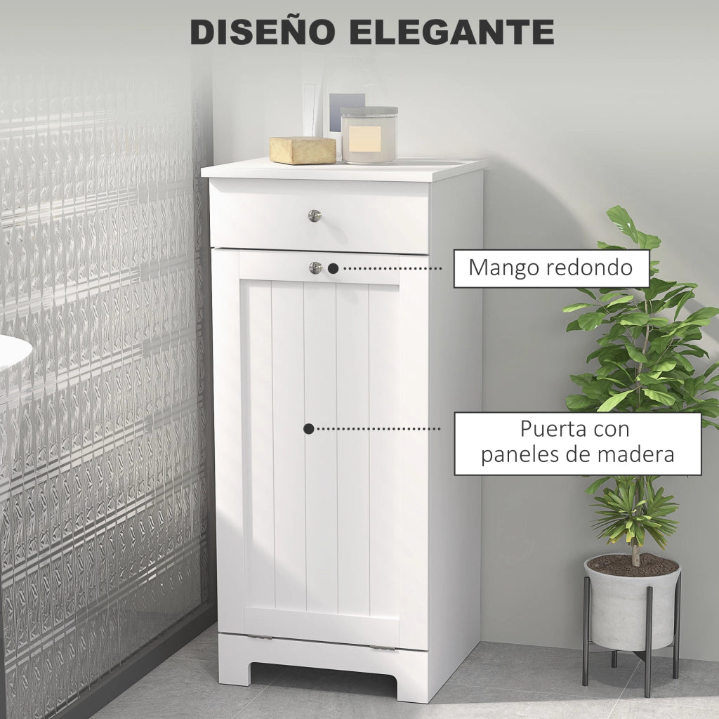 Armadietto da Bagno con Cestino Bianco ¨C Zephmum ¨C 40x38x90 cm