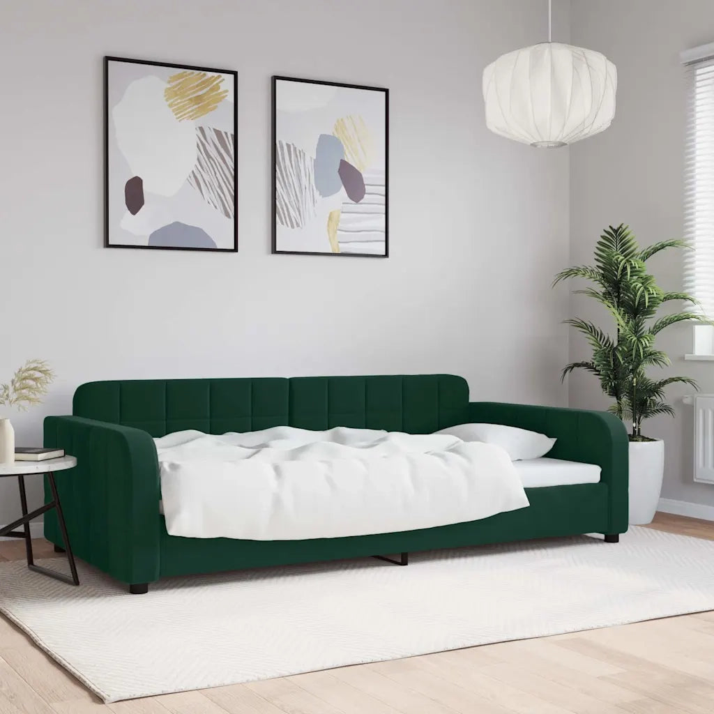 Letto da Giorno Verde Scuro 100x200 cm in Velluto 354067