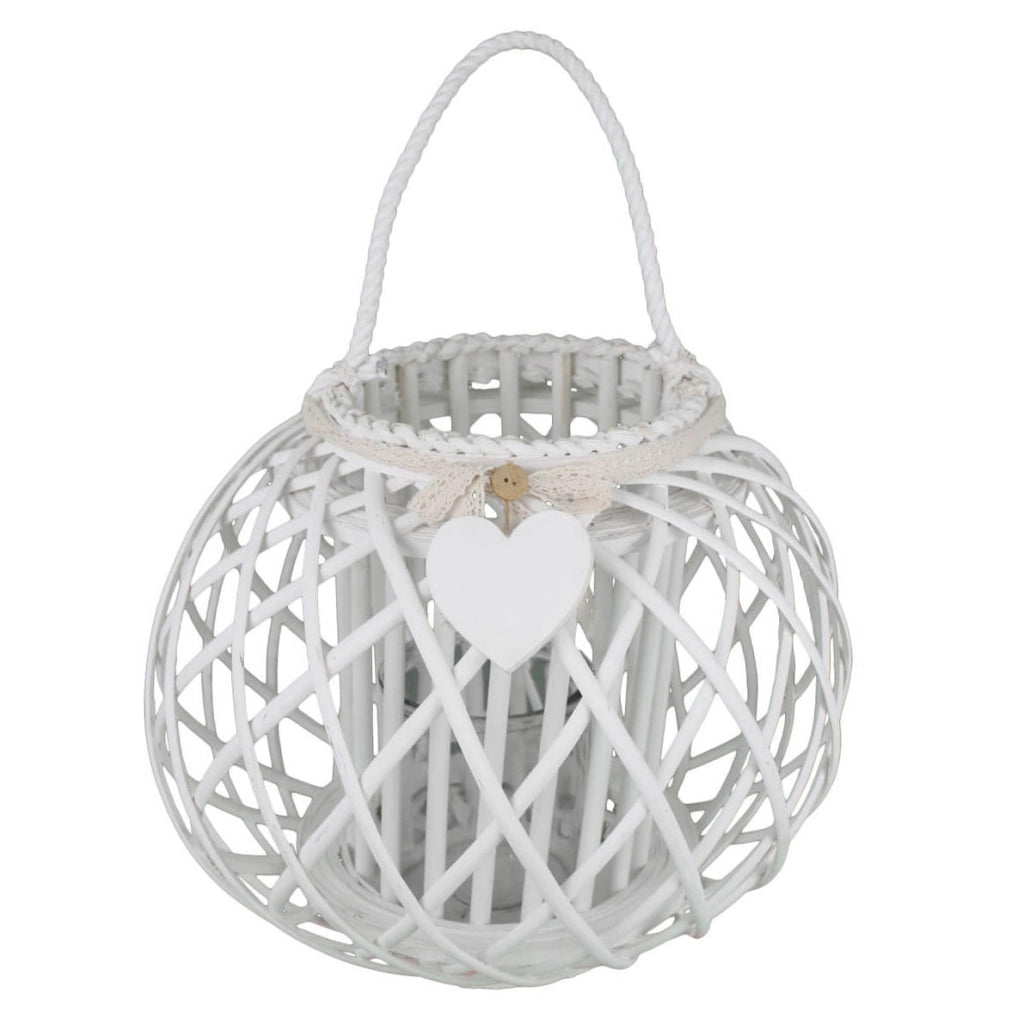 Lanterna in Vimini Rotonda in Vimini Vetro cm 44x44x36 - MAYA