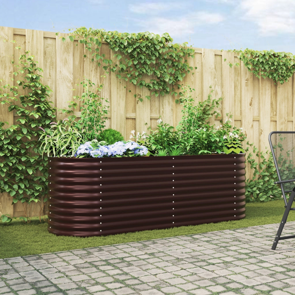 Letto da Giardino Rialzato  Marrone 240x80x81 cm in Acciaio Zincato