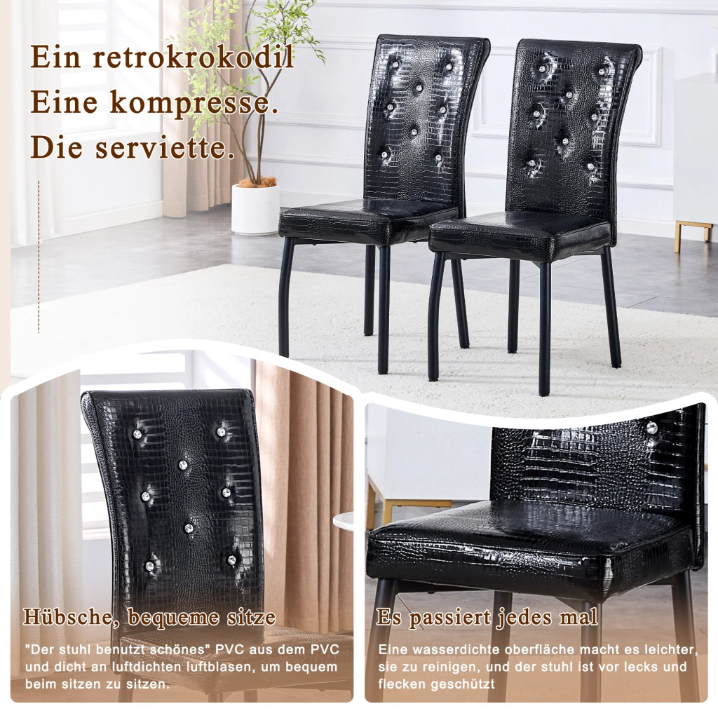 SEDIA DA PRANZO Set da 2 pezzi Nero in PVC e metallo