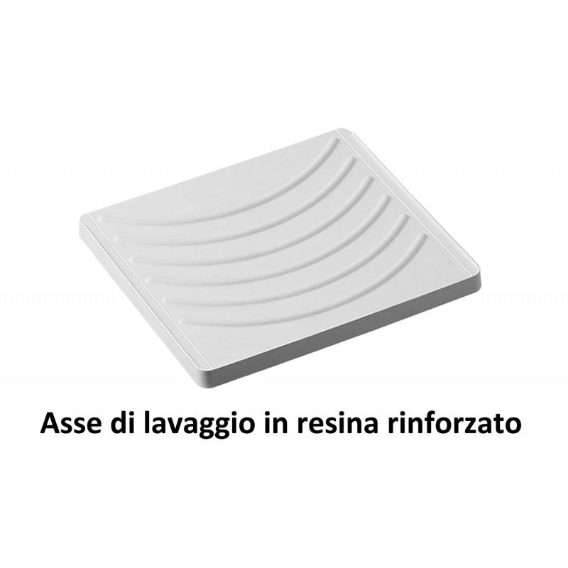 Negrari Coprilavatrice con Lavatoio in Resina, Reversibile, Vasca resistente agli acidi di uso comune, Resistente all'umidità, Kit di scarico incluso, Interno e Esterno, Bianco