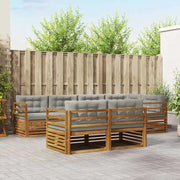 Set di divani da esterno 7 pcs Grigio Naturale e Chiaro
