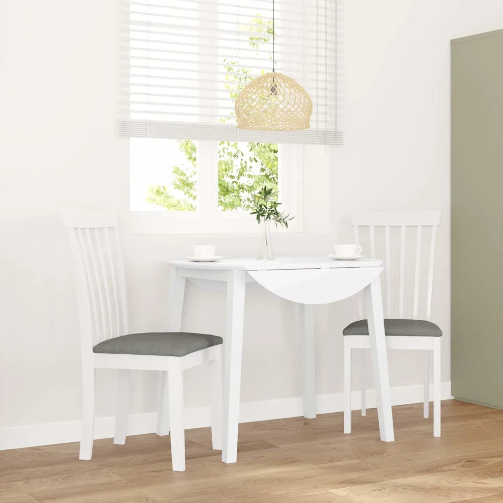 Sedie da Pranzo con Cuscini 2 pz Bianco Legno Massello di Hevea 4102391
