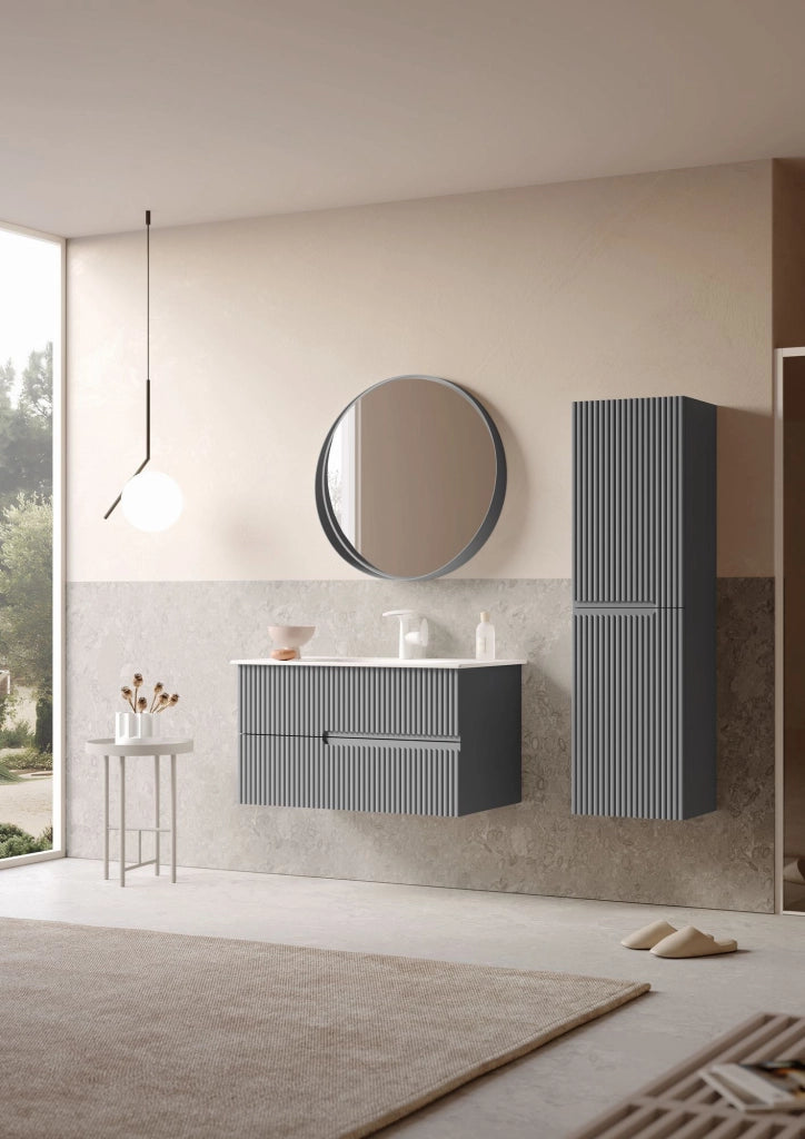 Mobile lavabo "Moonlight 90 v2" - 91 x 51 x 51 cm - Grigio opaco