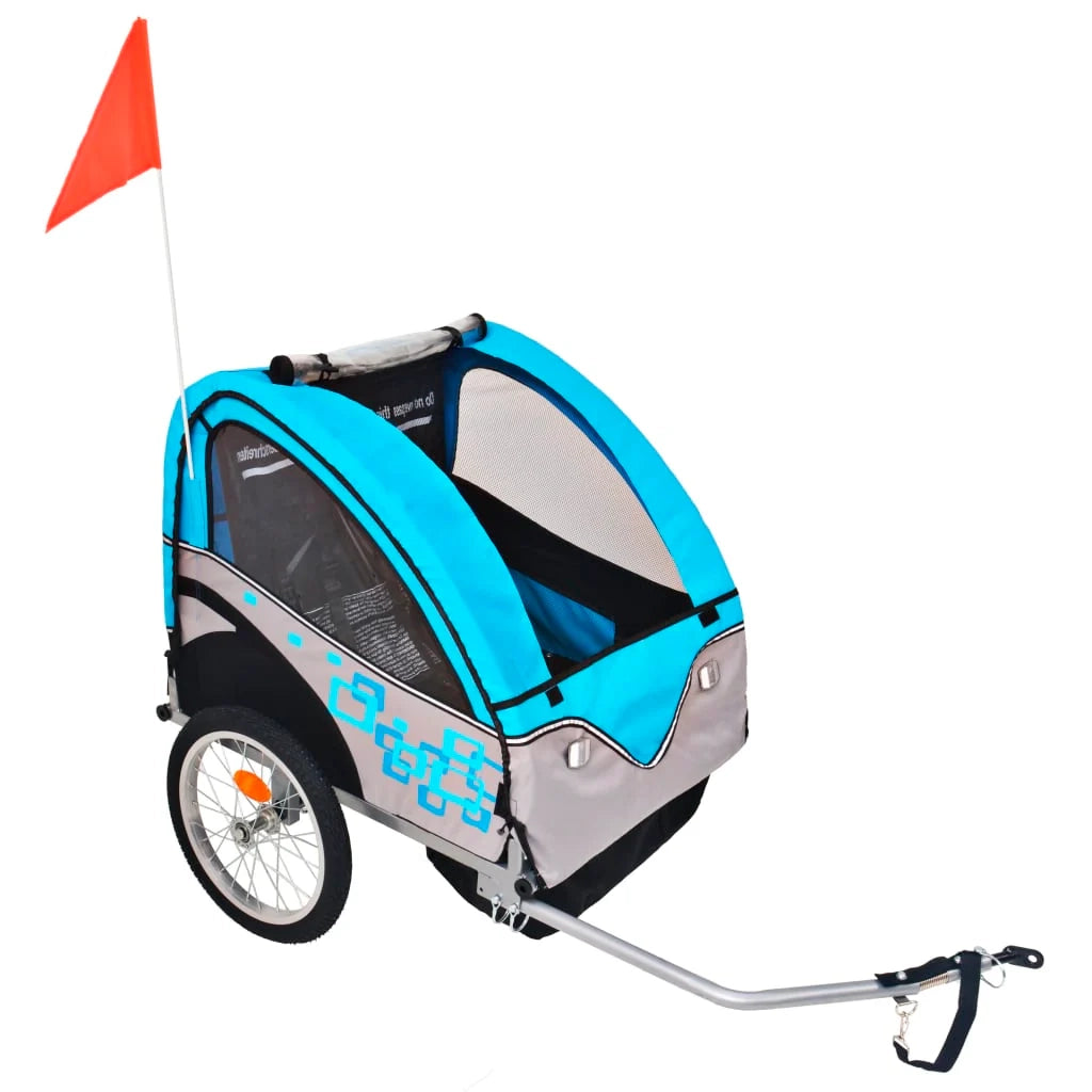 Rimorchio per bicicletta per bambini grigio e blu 30 kg 02_0004488