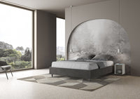 Letto Matrimoniale 160x210 cm con Rete e Contenitore Giroletto con Alzata Comoda Imbottito in Microfibra Azelia Grigio