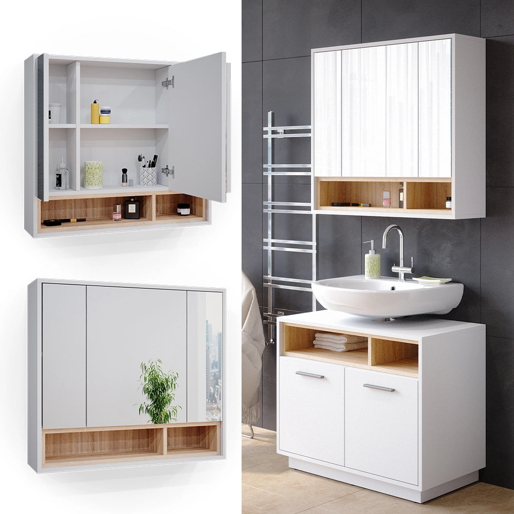 Vicco Specchio contenitore bagno Bianco 80 x 72 cm