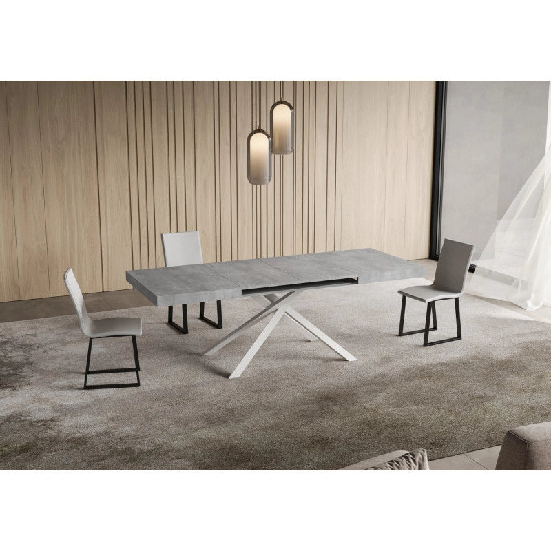 Tavolo allungabile 140/224x80cm Niket telaio Bianche - Cemento