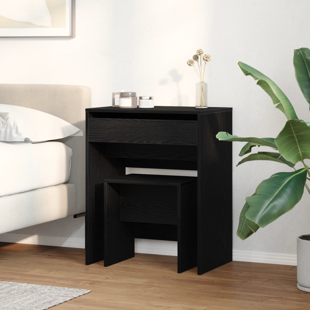Tavolo da trucco con specchio in legno ingegnerizzato nero