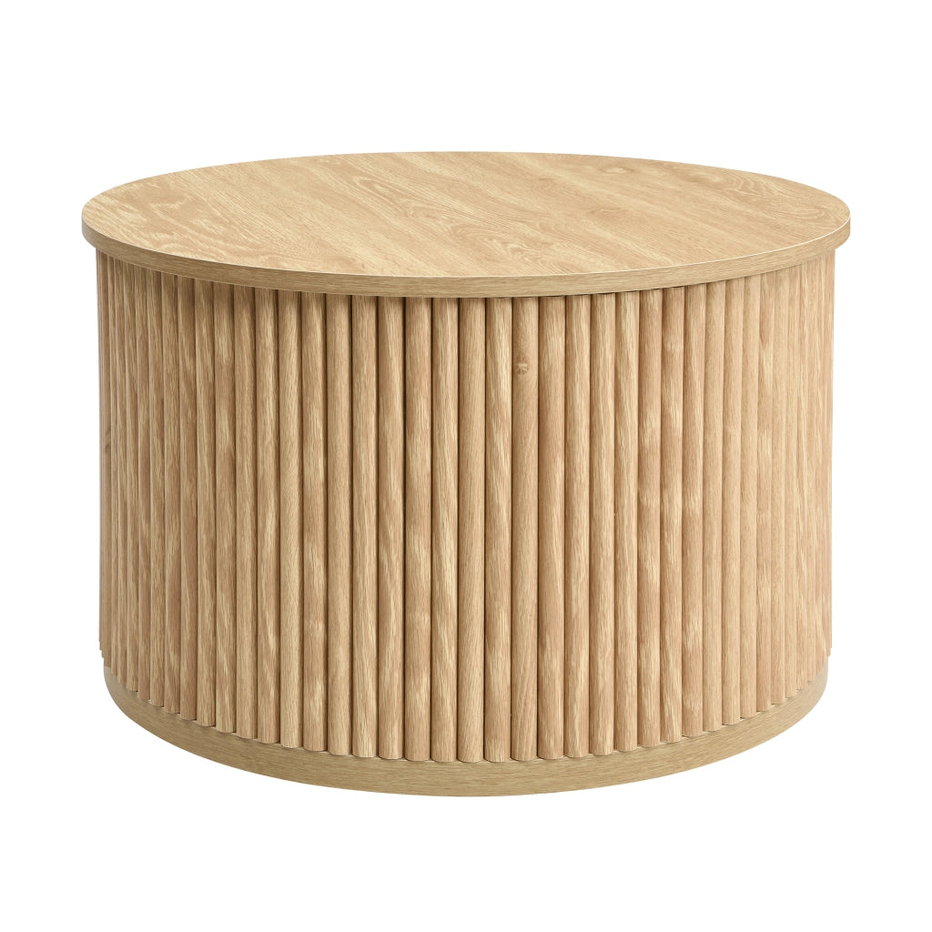 Tavolino da Salotto Rotondo ¨C Xylo ¨C Legno Naturale, Doppio Piano