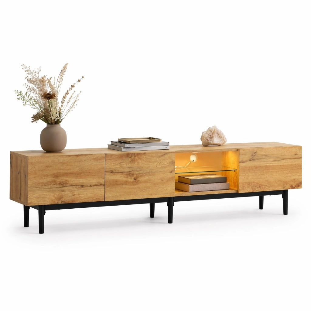 Mobile TV moderno in MDF con illuminazione LED multicolore, 175 x 31 x 41 cm