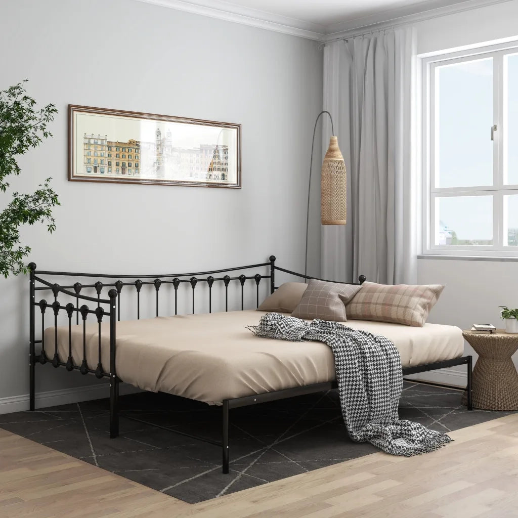 Telaio Divano Letto Estraibile-Struttura Sofa Letto Nero in Metallo 90x200 cm 519960