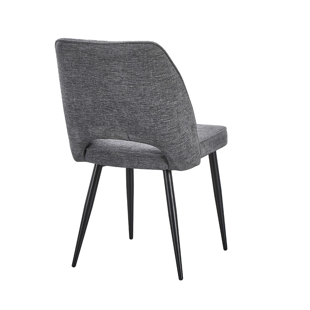 Set 4 Sedia Naila grigio con Schienale Trapuntato a Righe Verticali e Gambe in Metallo Nero