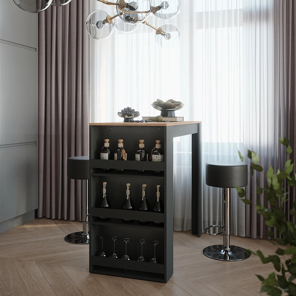 Vicco tavolo bar con sgabelli Antracite 57 x 117 cm con 2 sgabelli da bar