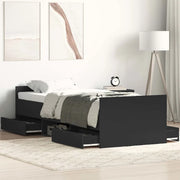 Giroletto con Testiera e Pediera-Struttura Letto Nero 90x190 cm
