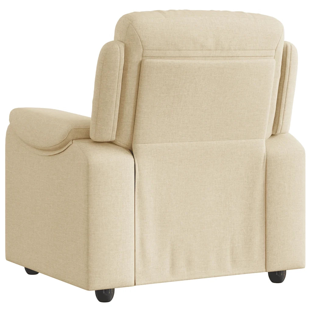 Poltrona | Sedia Relax Reclinabile in Tessuto Crema