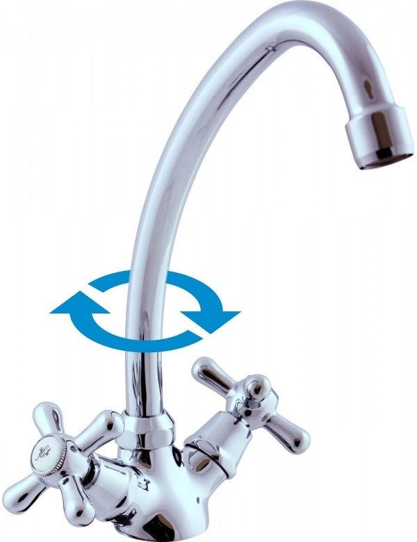 MORAVA Miscelatore Lavabo Alto con Braccio Girevole in Cromo
