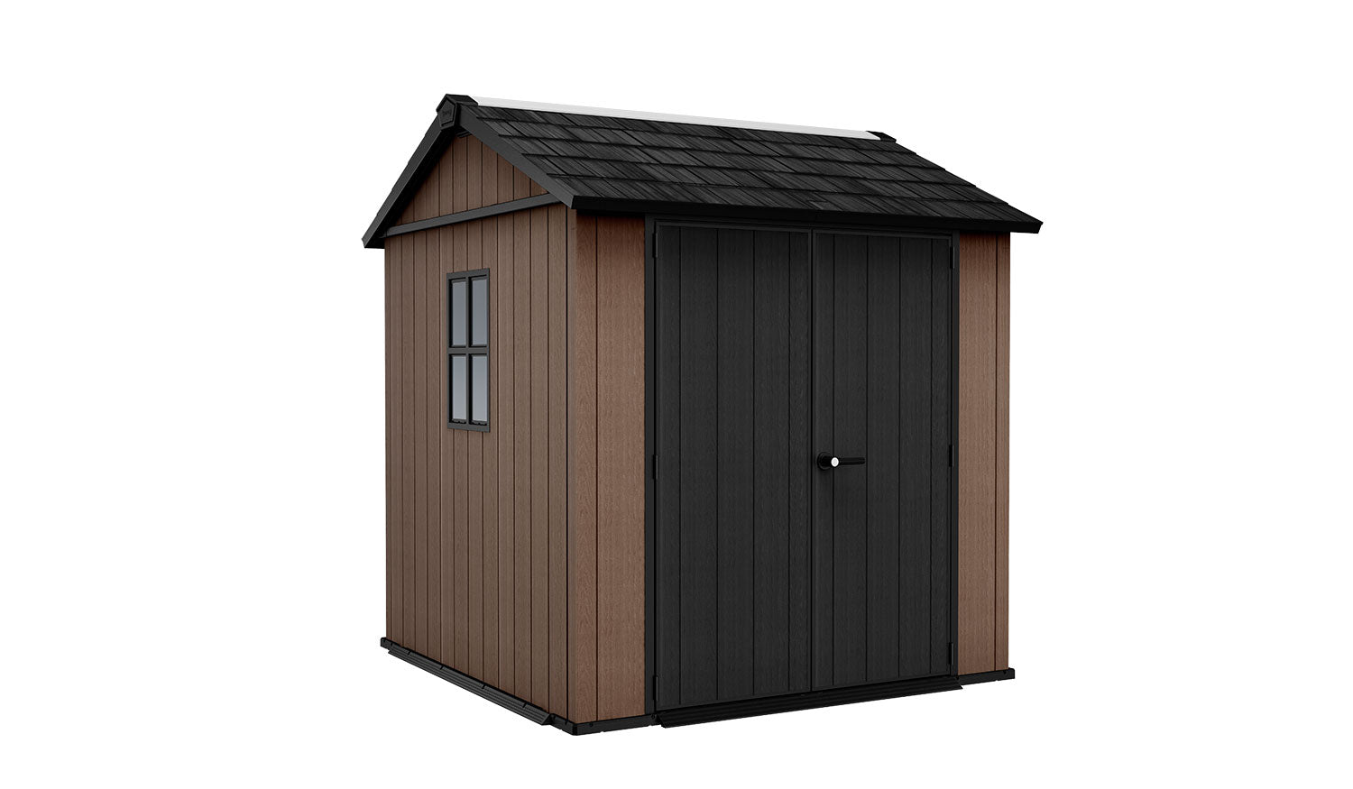 Casetta Box da Giardino 230x223,8x246 cm Newton Plus 757/775 Doppia Opzione Montaggio in Resina Evotech+ Marrone