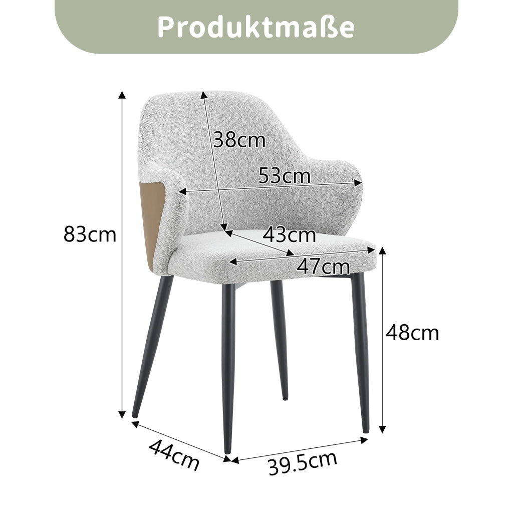 Set 2 sedie da pranzo in tessuto grigio chiaro con schienale effetto avvolgente e gambe in metallo