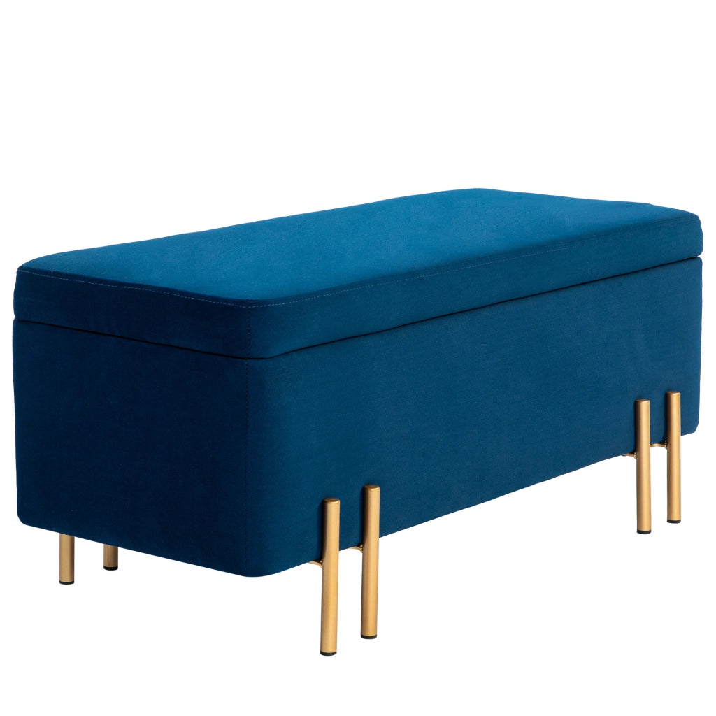 Panca imbottita con contenitore ¨C Minimal ¨C blu scuro metallo 100x40x42 cm