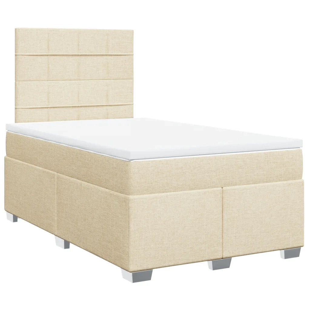 Giroletto a Molle con Materasso Crema 120x200 cm in Tessuto