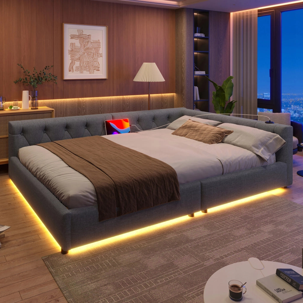 Divano letto 140x200 - Xylo - Grigio con RGB e USB