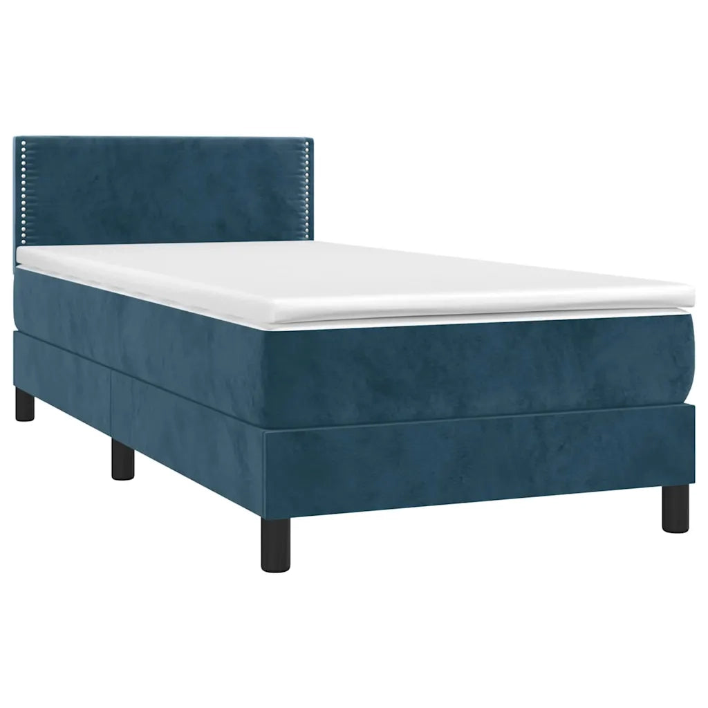 Giroletto a Molle con Materasso Blu Scuro 100x200 cm in Velluto