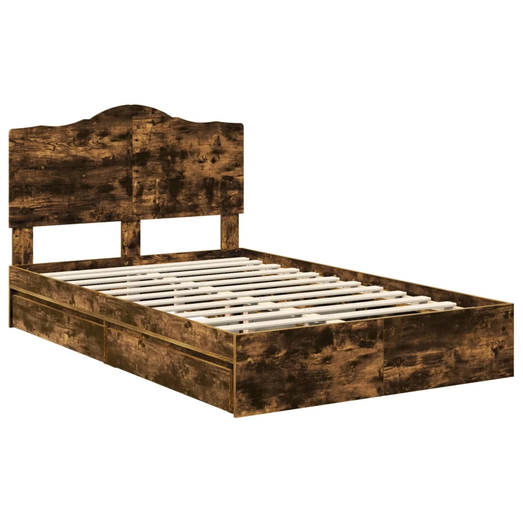 Letto con Contenitore con testiera Rovere fumé 135 x 190 cm