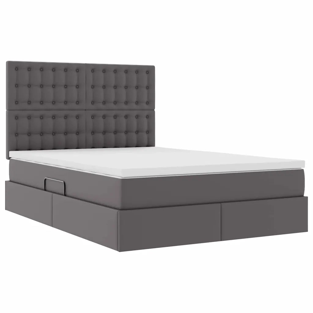 Letto con Contenitore Grigio 140 x 190 cm Pelle Sintetica 3371667