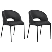 Set di 2 sedie da pranzo tessuto nero e metallo braccioli e schienale con apertura moderna industriale