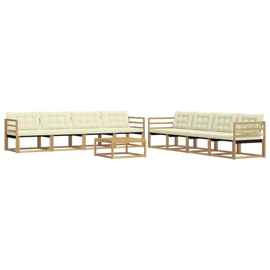 Set di divani da esterno 9 pz Bianco e Crema 3388528