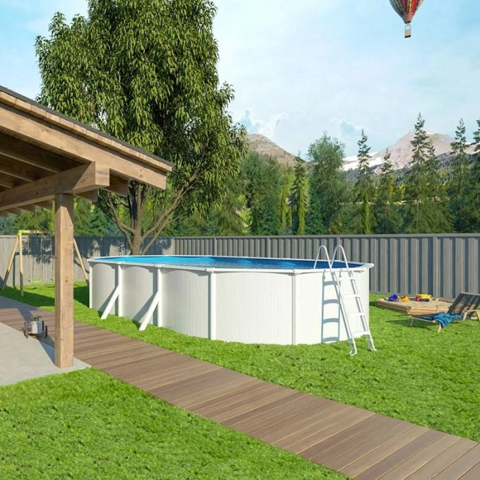 Piscina Fuori Terra Steel White - 6,10 X 3,65 X H.1,32 M - Kit Base