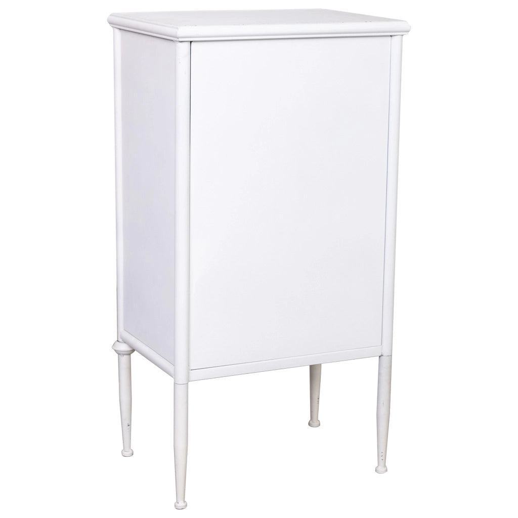 Tavolo in metallo con 1 cassetto e 1 porta bianco 46,5x36,5x86h cm
